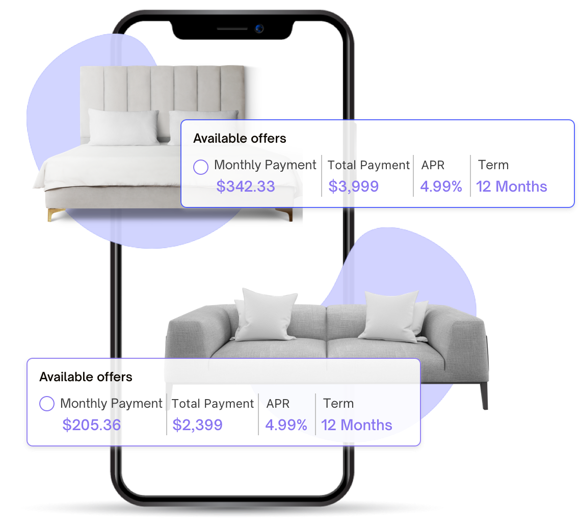 Offer affordable, tailored financing options to your customers with SKU-level customization.