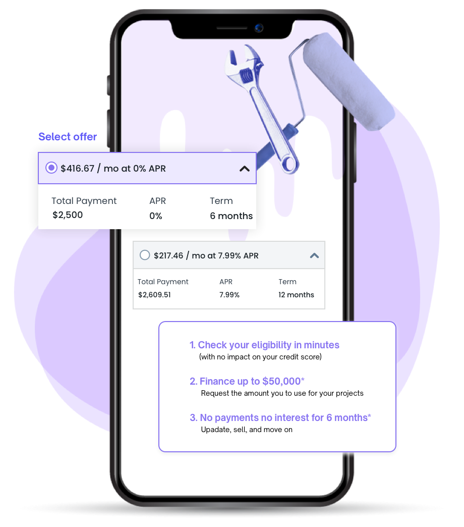 Customize financing options based on your customers' needs - from quick fixes to renovation.