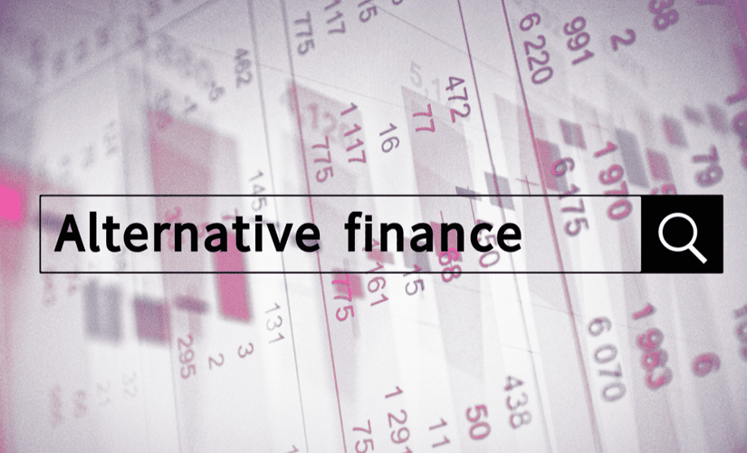 A search bar overlaid on a data entry sheet with the term “alternative finance” written inside by a customer asking themselves “what is alternative financing?